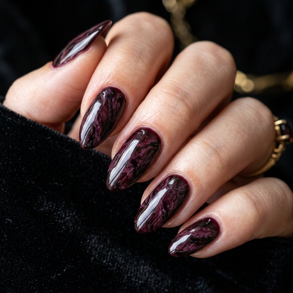 35 Black Cherry Nails Ideas That Look Incredibly Expensive 16 Black Cherry Marble Nail Ideas