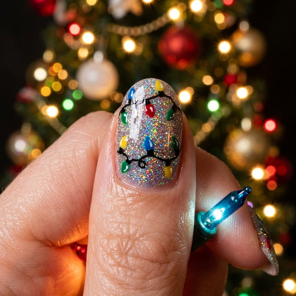 Glitter Overlay Holiday Light Nail Designs
