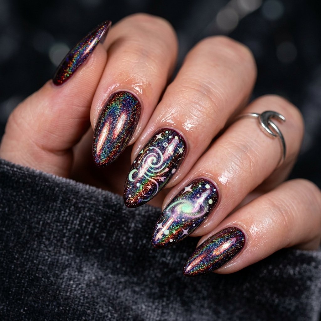 35 Black Cherry Nails Ideas That Look Incredibly Expensive 25 Black Cherry Holographic Nail Ideas