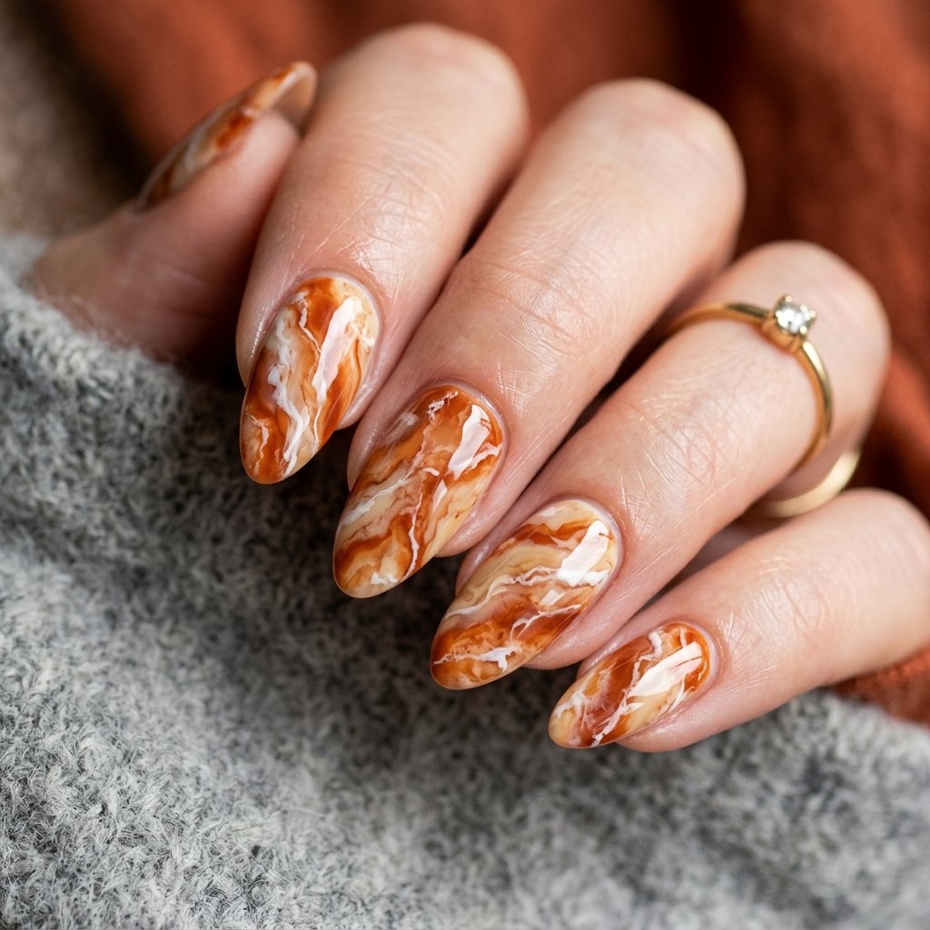 Burnt Orange Marble Art Style