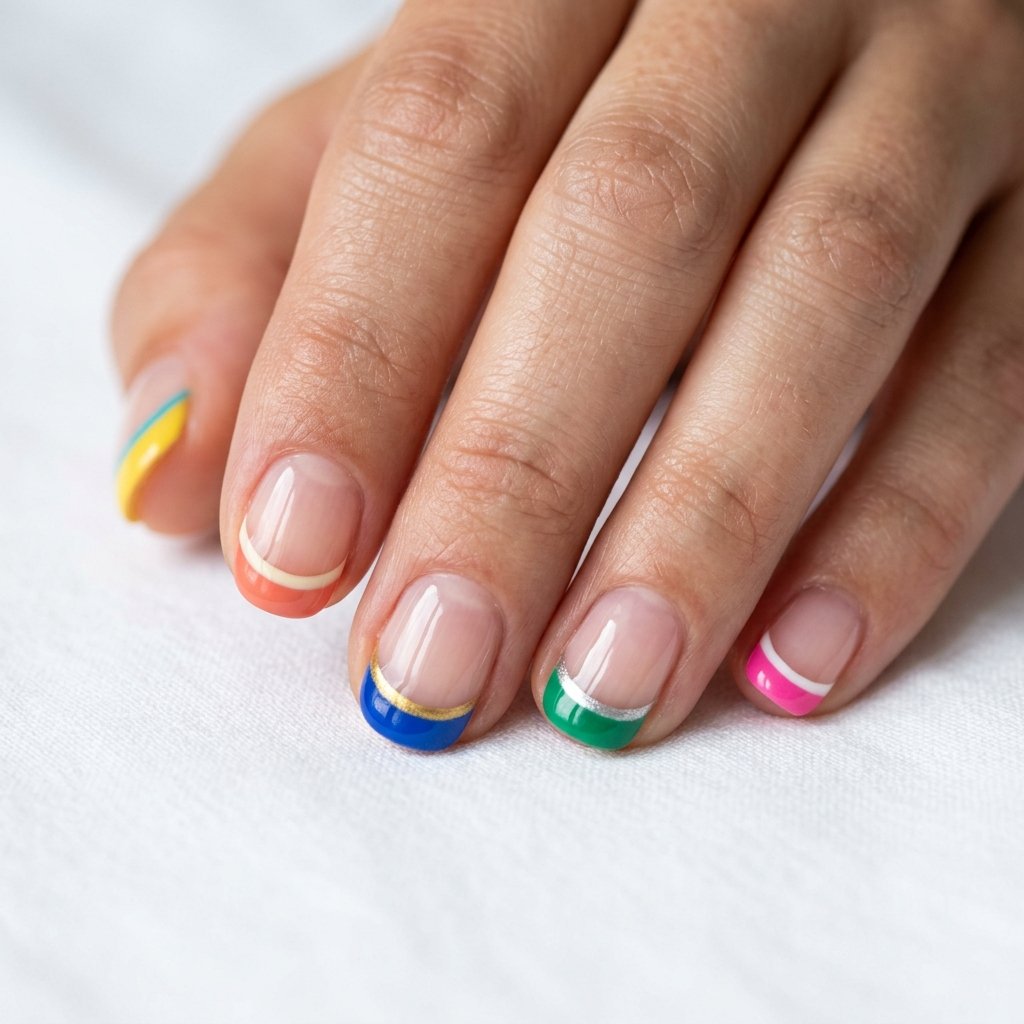 35 Top Most Viral Double French Tip Nails of the Season 2026 12 Mismatched Color Double Tips