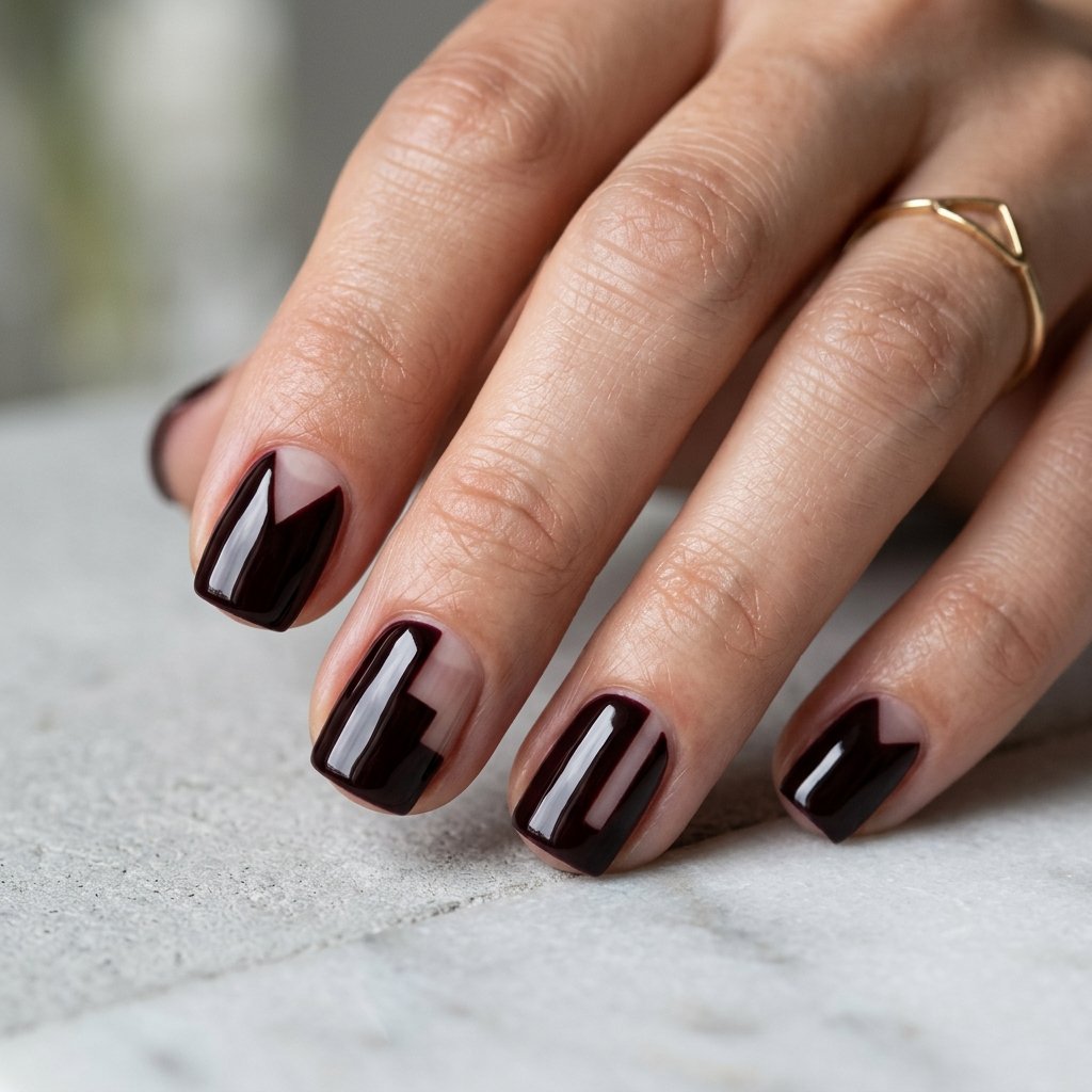 35 Black Cherry Nails Ideas That Look Incredibly Expensive 23 Black Cherry Negative Space Nail Ideas