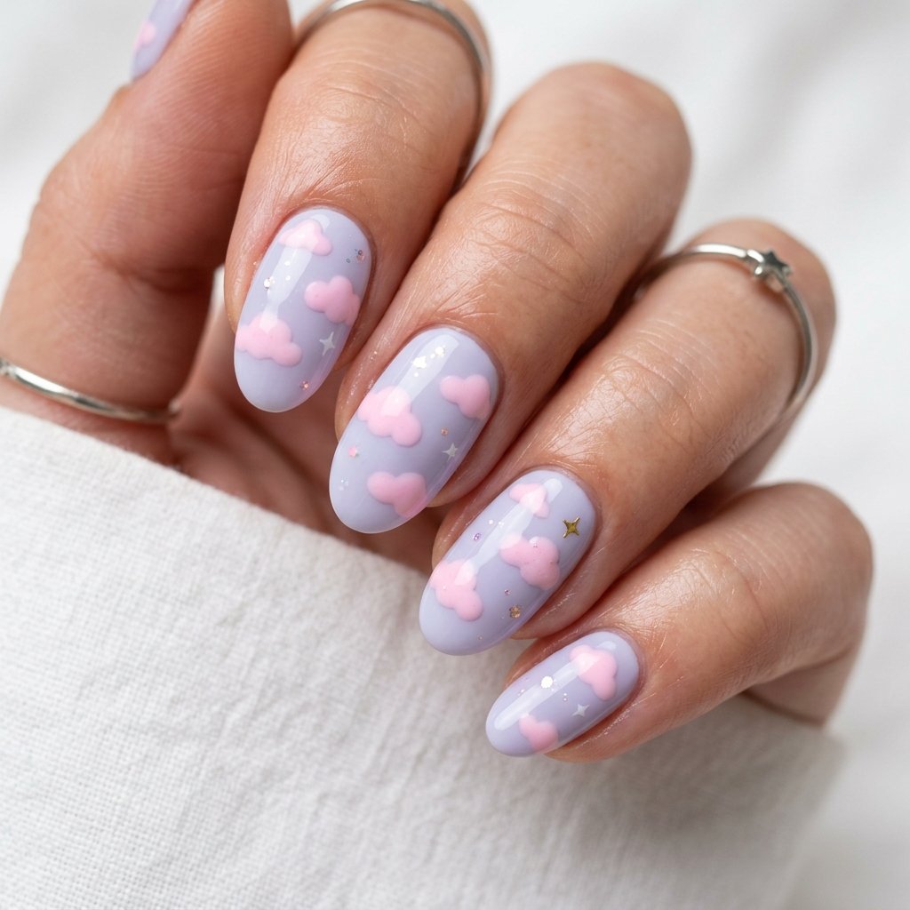 35 Most Gorgeous Cotton Candy Nails to Copy This Season 32 Candy Cloud Nail Art