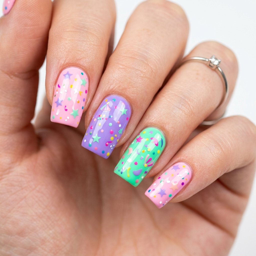 35 Most Gorgeous Cotton Candy Nails to Copy This Season 14 Carnival Color Nails