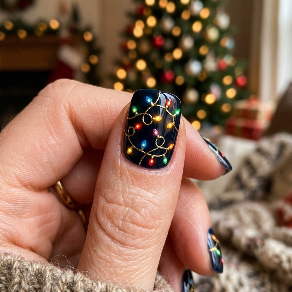 Twinkling String Light Nail Designs