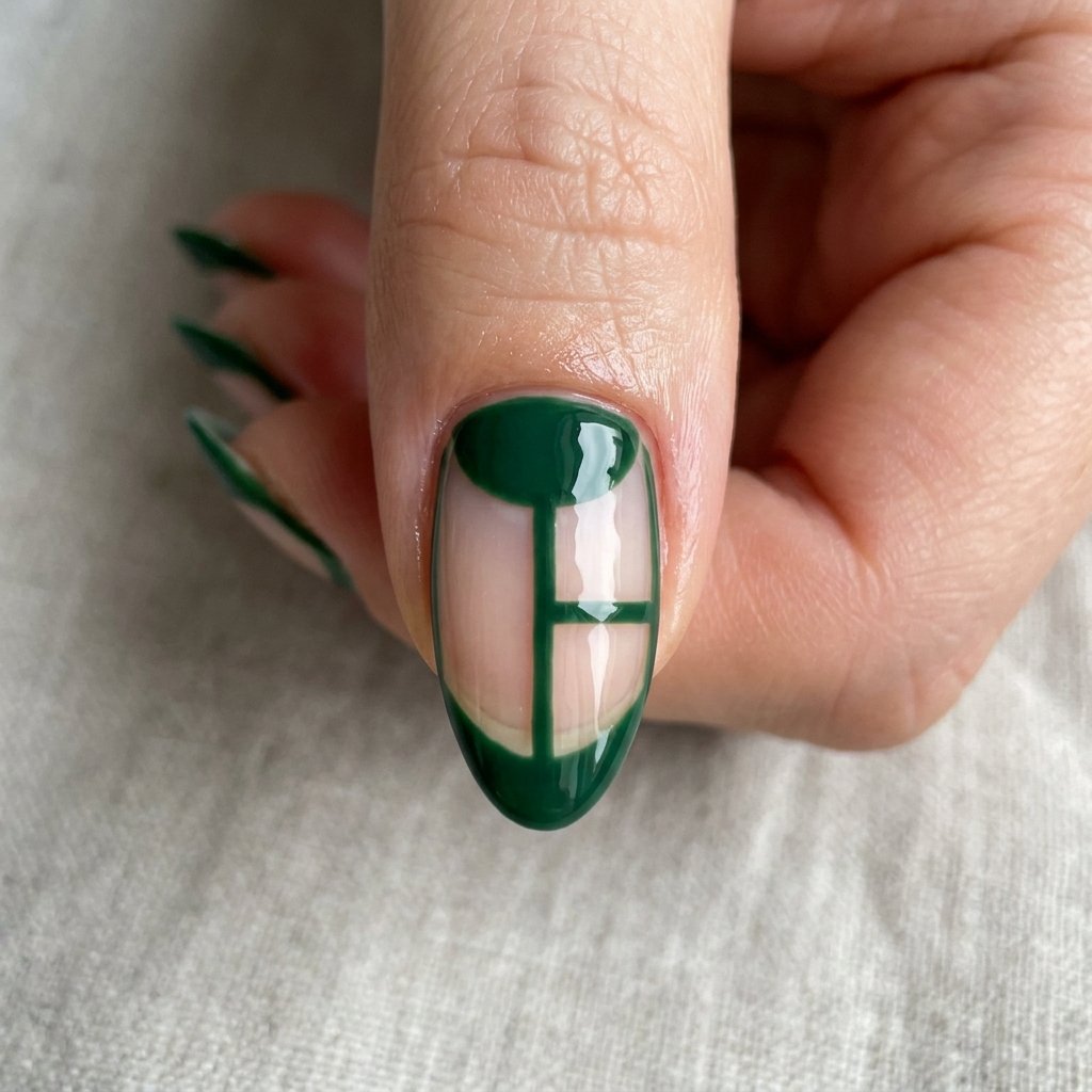 35 Stunning Forest Green Nails Ideas for a Chic Look 2026 11 Negative Space Art