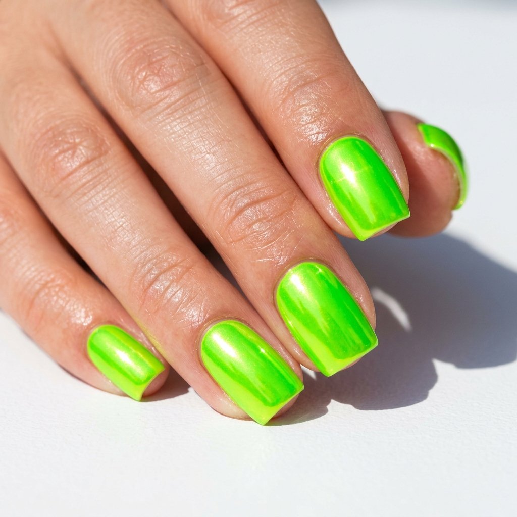 Neon Green Chrome Nails