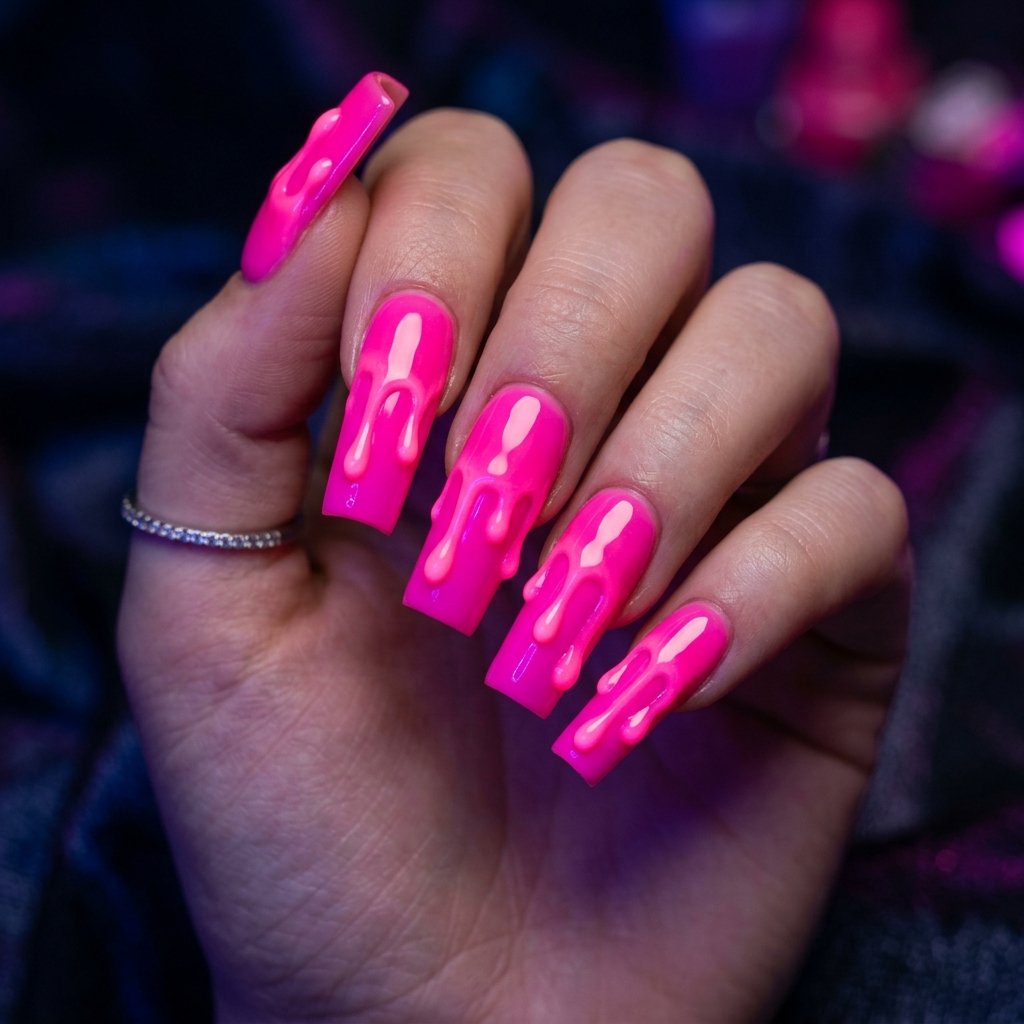 Neon Pink Drip Design