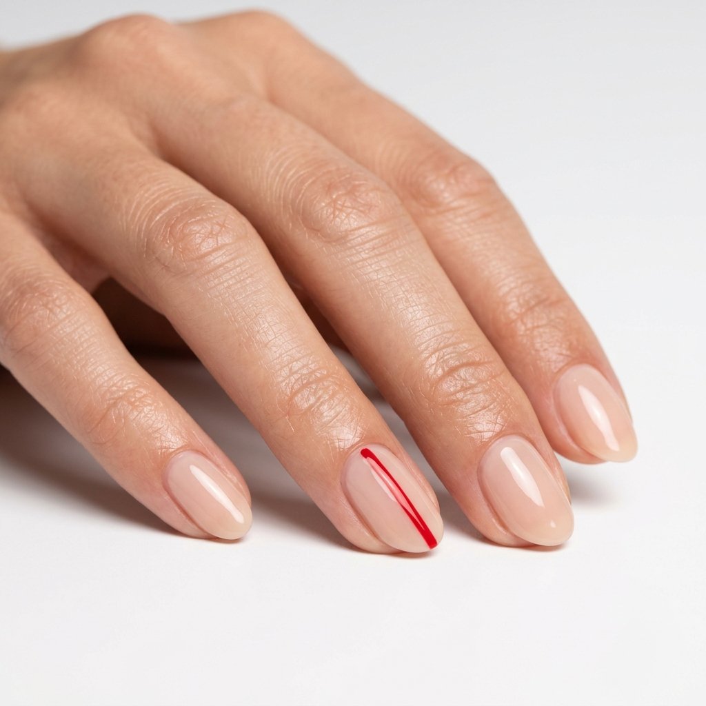 Minimalist Red Line Nail Ideas
