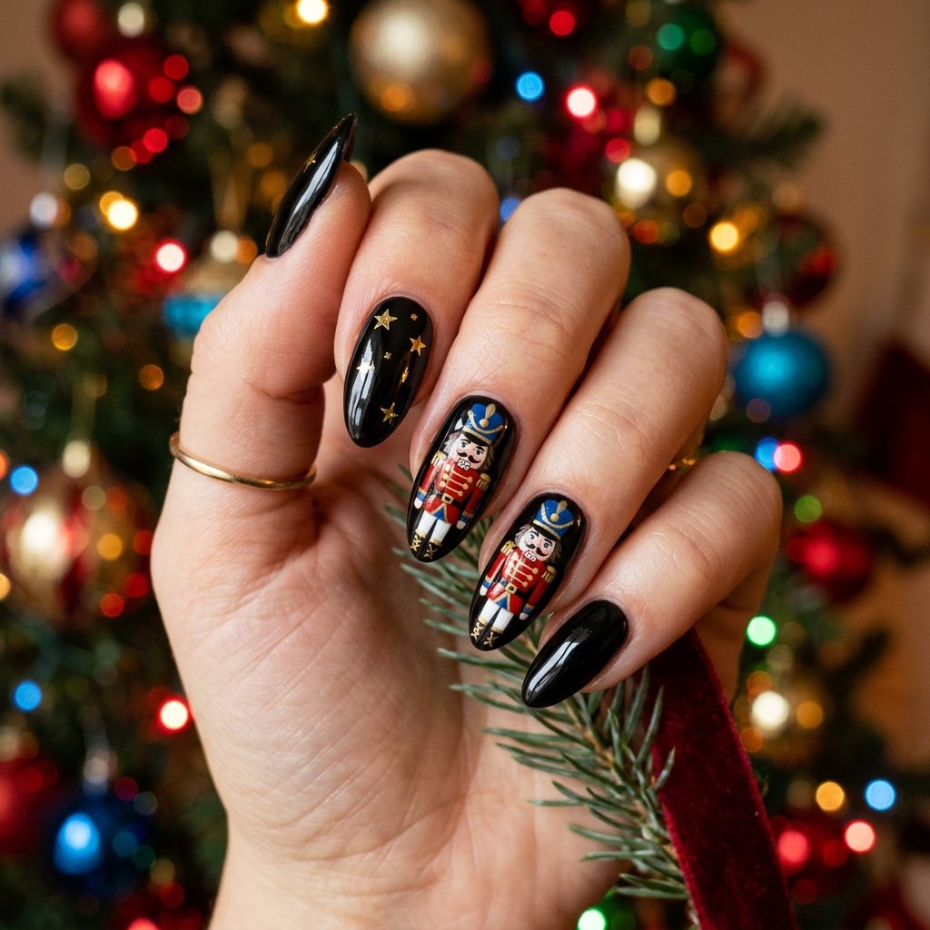 Black Nutcracker Nail Art