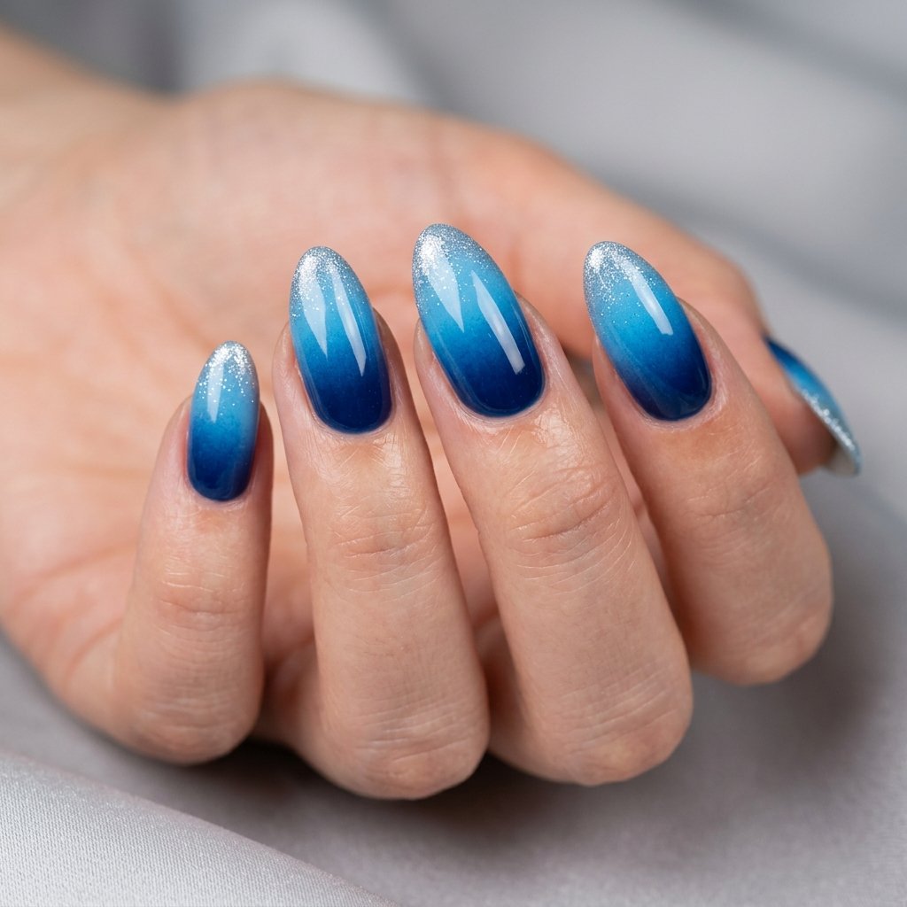 Ocean Blue Ombre Nails