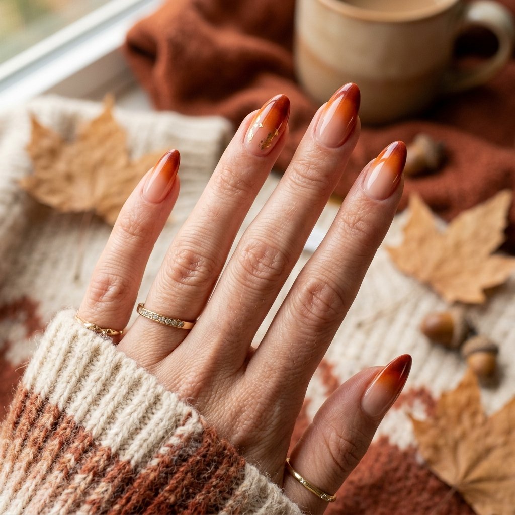 35 Fall French Tip Nails Ideas That Are Trending This Autumn Season 2026 17 Ombre Fall French Tip Nails