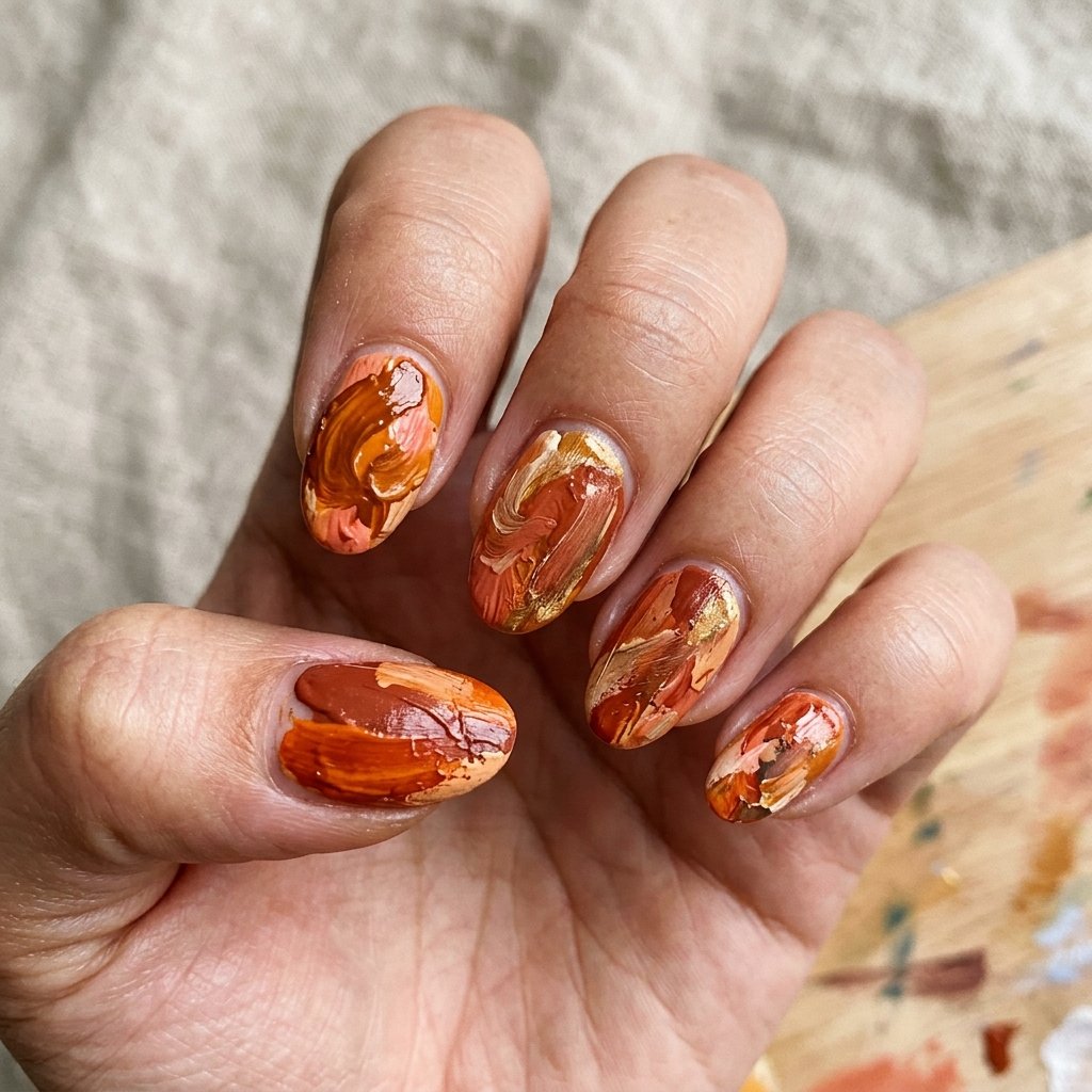 Abstract Orange Brushstroke Design
