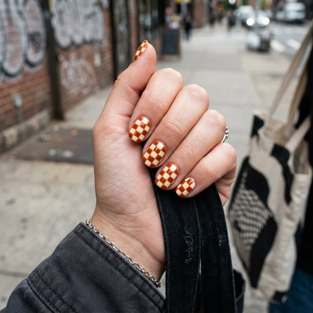 Orange Checkerboard Pattern Design