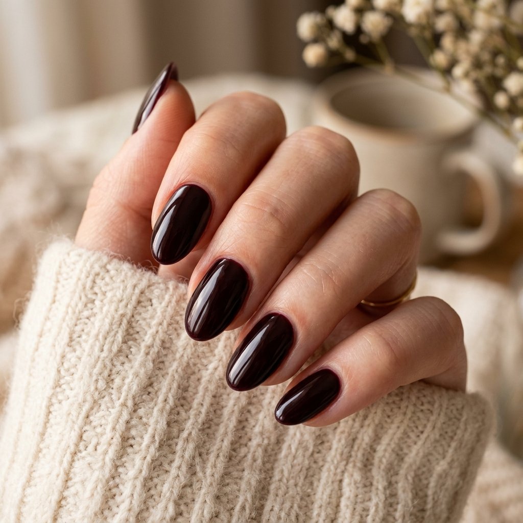 35 Black Cherry Nails Ideas That Look Incredibly Expensive 27 Black Cherry Oval Nail Ideas