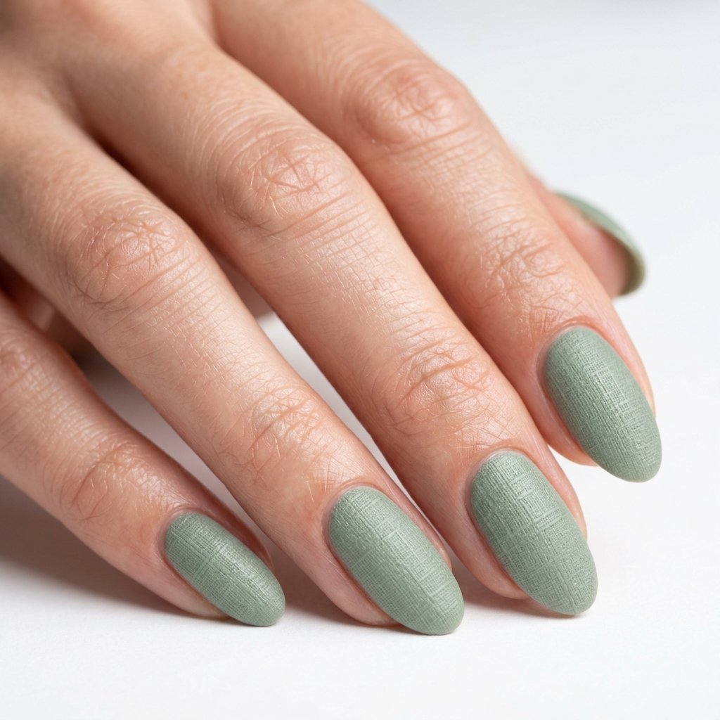 35 Best Green Summer Nails for a Bold Warm Season 2026 21 Green Linen Texture Nails