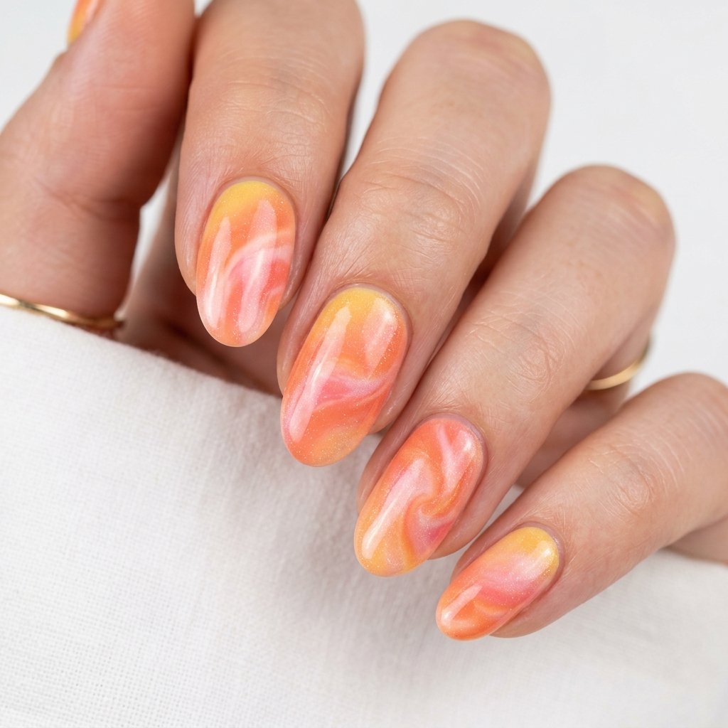 35 Most Gorgeous Cotton Candy Nails to Copy This Season 24 Sherbet Swirl Tones