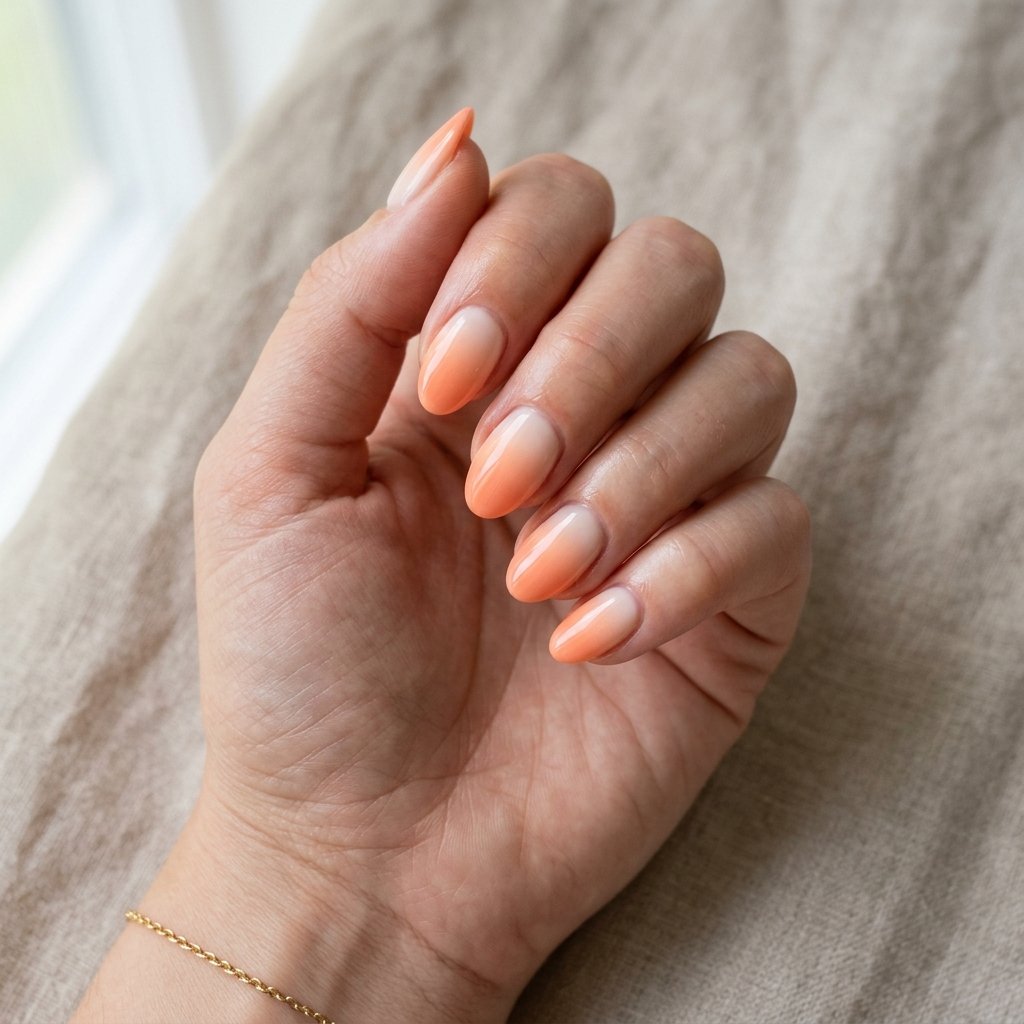 Peach Glow Ombre Nails