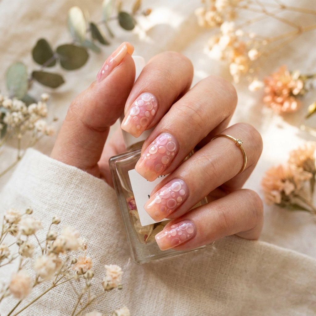 Soft Peach and Pink Bubble Styles