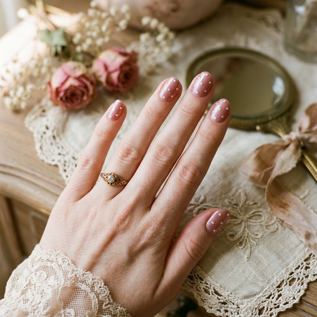 Elegant Pearl White on Dusty Rose