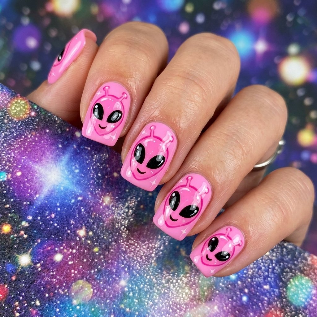Glossy Pink Alien Art
