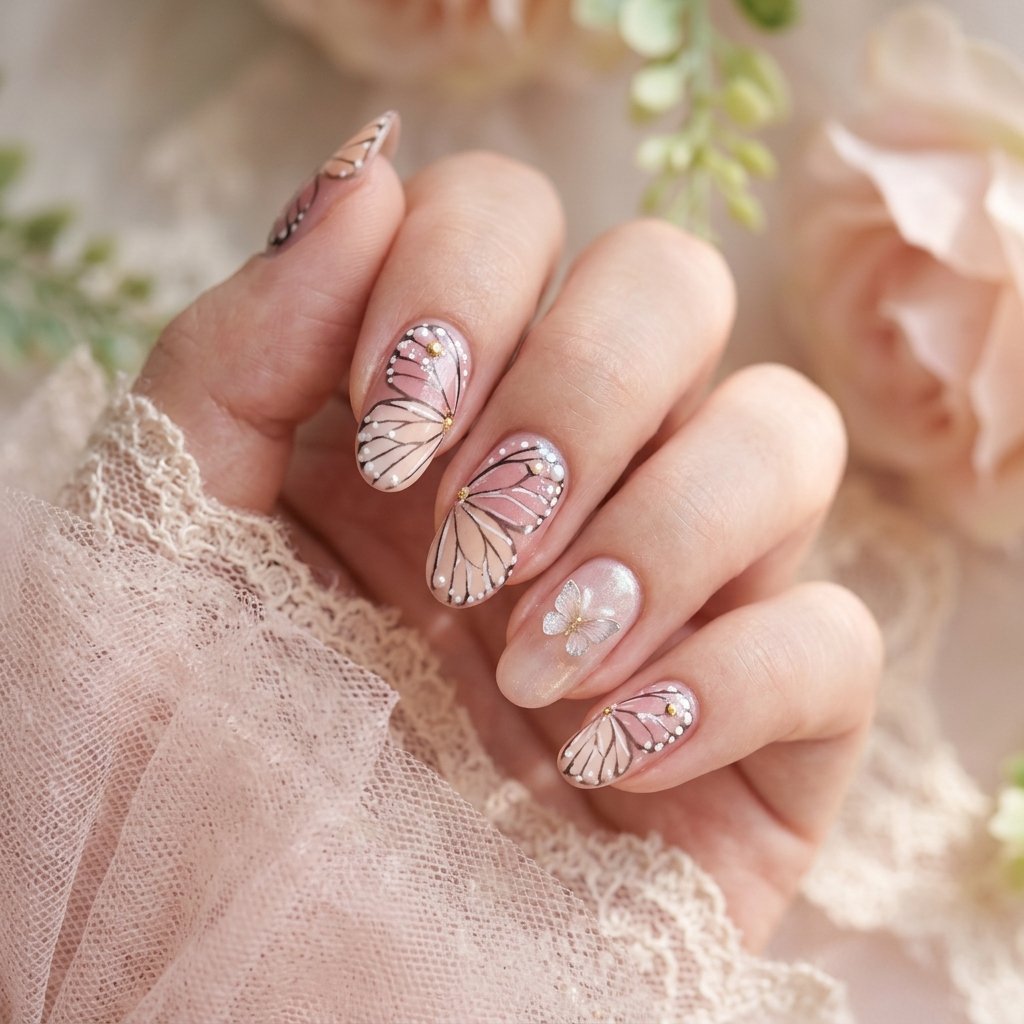 Delicate Pink Butterfly and Dot Themes