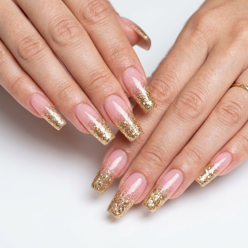 Pink and Gold Acrylic Nail Designs