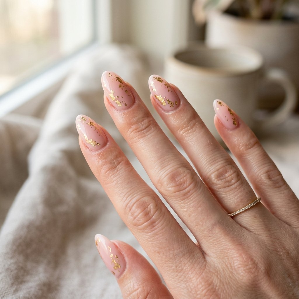 Pink and Gold Almond Nail Designs
