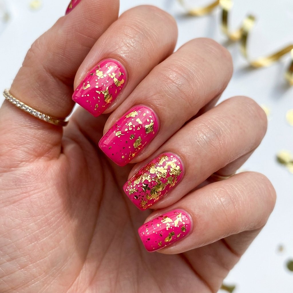 Pink and Gold Birthday Nail Designs