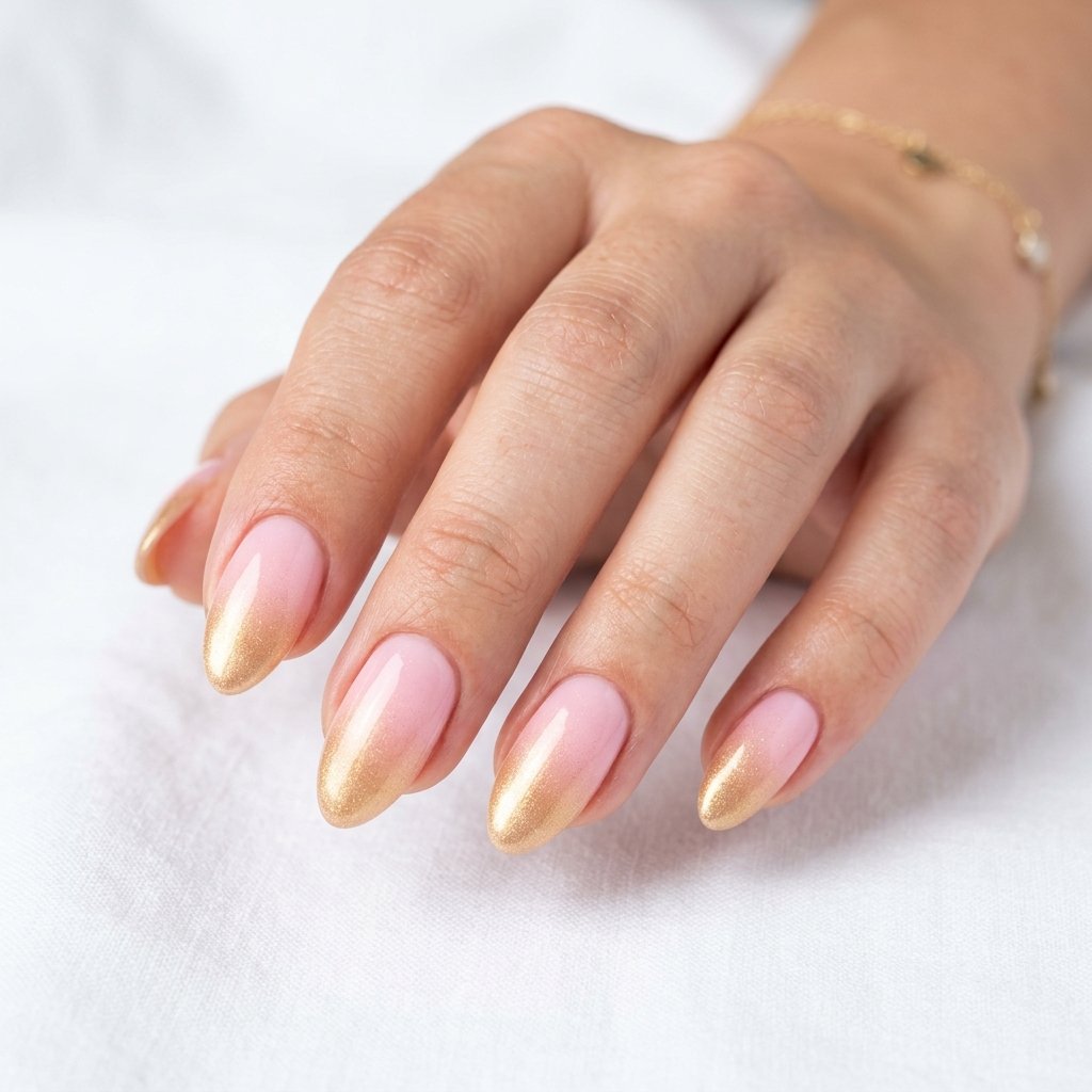 Pink and Gold Gradient Nail Designs