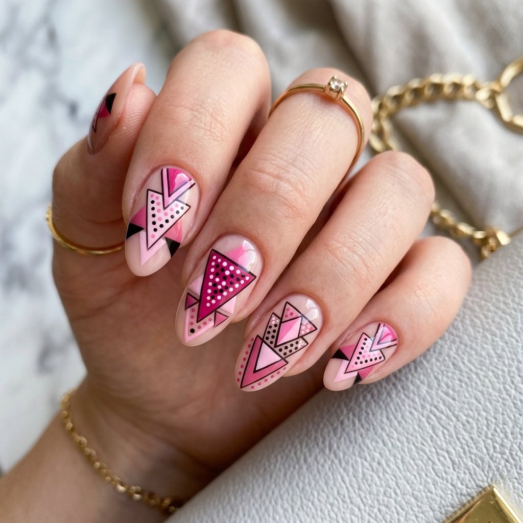 Geometric Pink Triangle and Dot Layouts