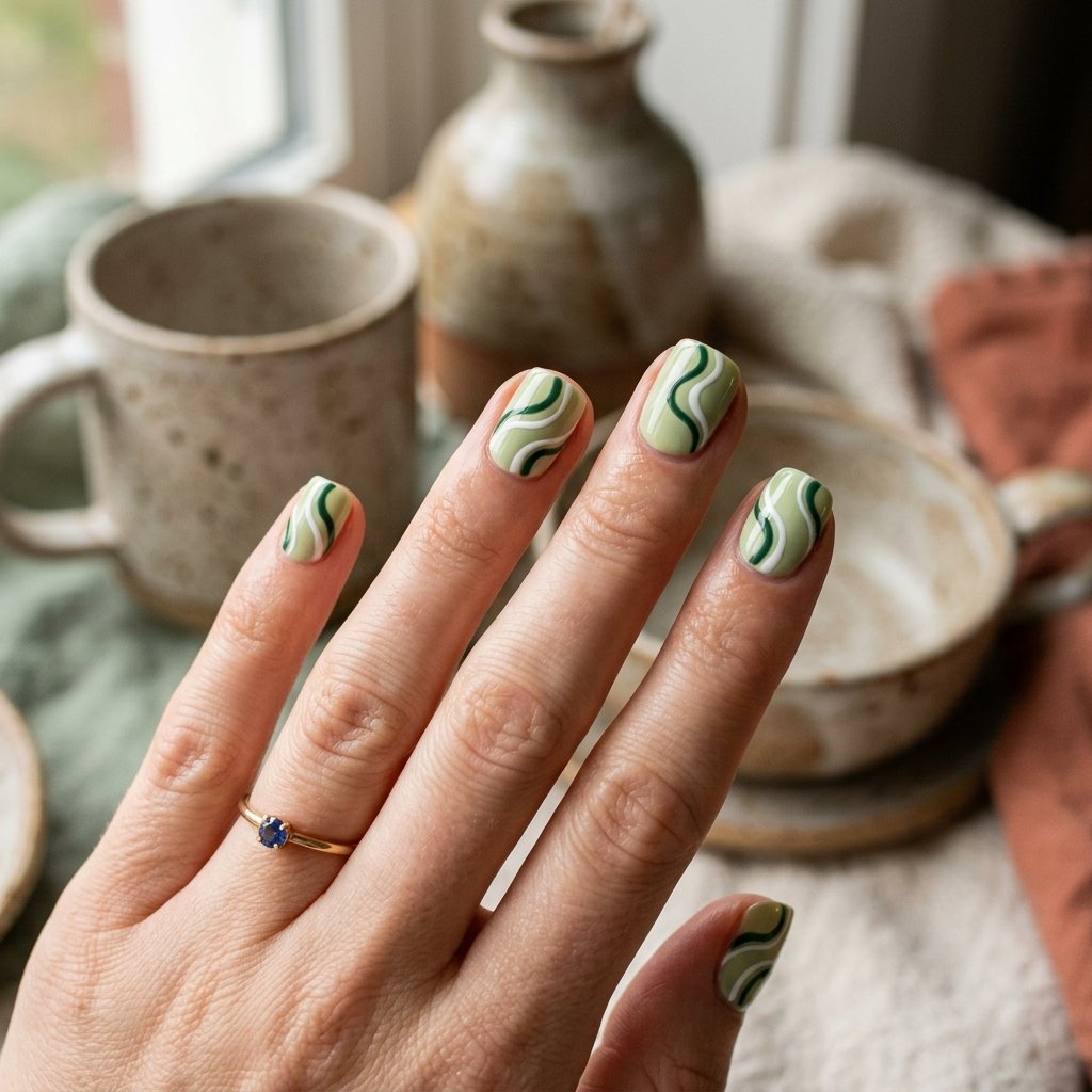 Pistachio Green Festive Swirls