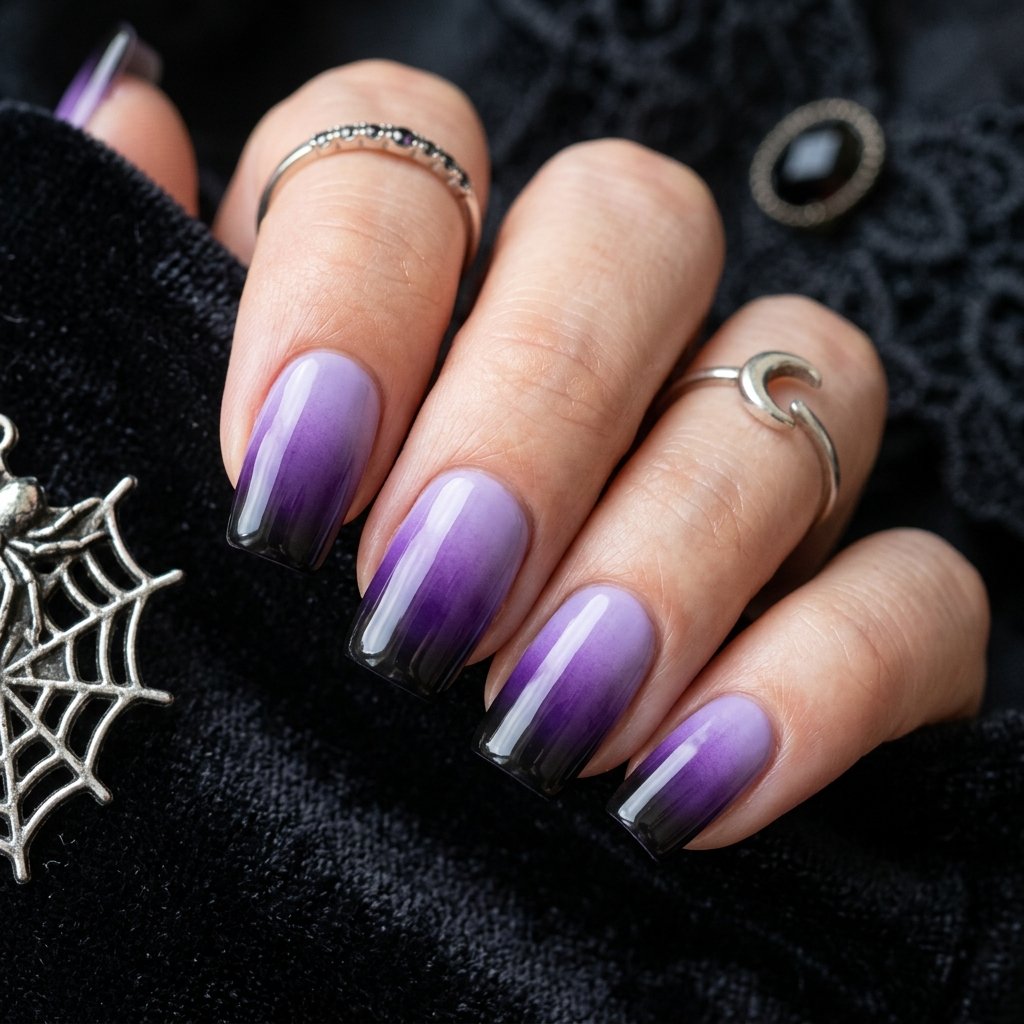 35 Purple Halloween Nails Ideas That Steal the Spotlight 2026 5 Purple Ombre Halloween Nails Ideas