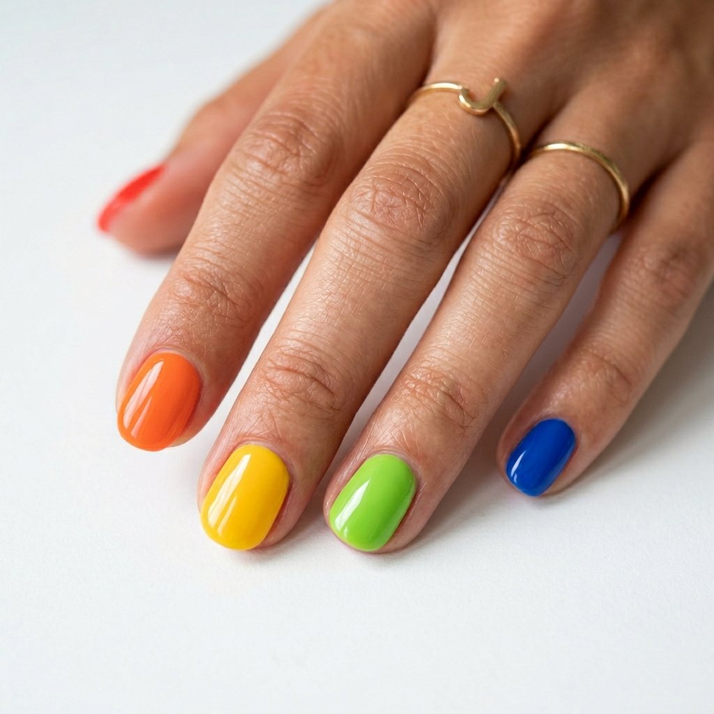 Rainbow Summer Acrylic Nails