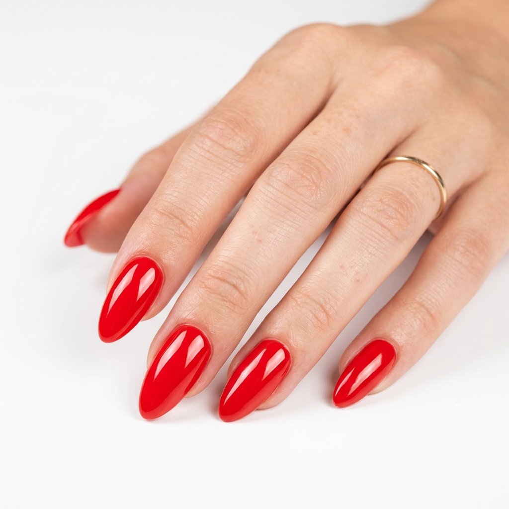 Bright Red Acrylic Nails for Summer