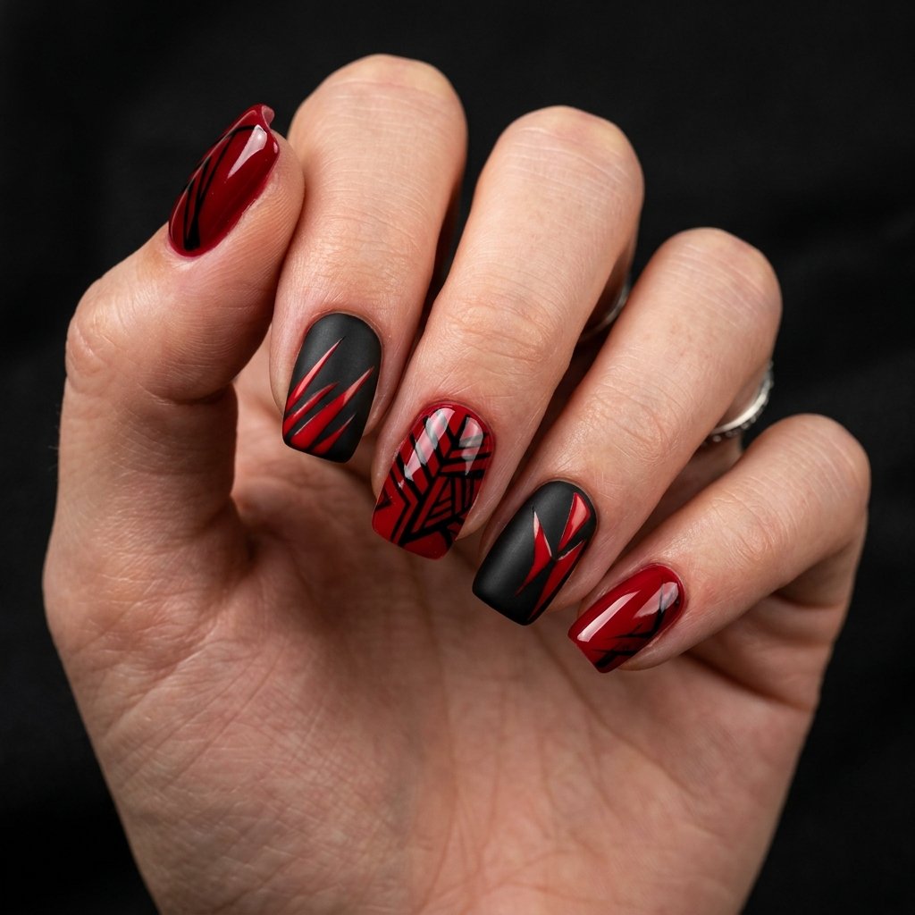 Red and Black Summer Nail Combinations