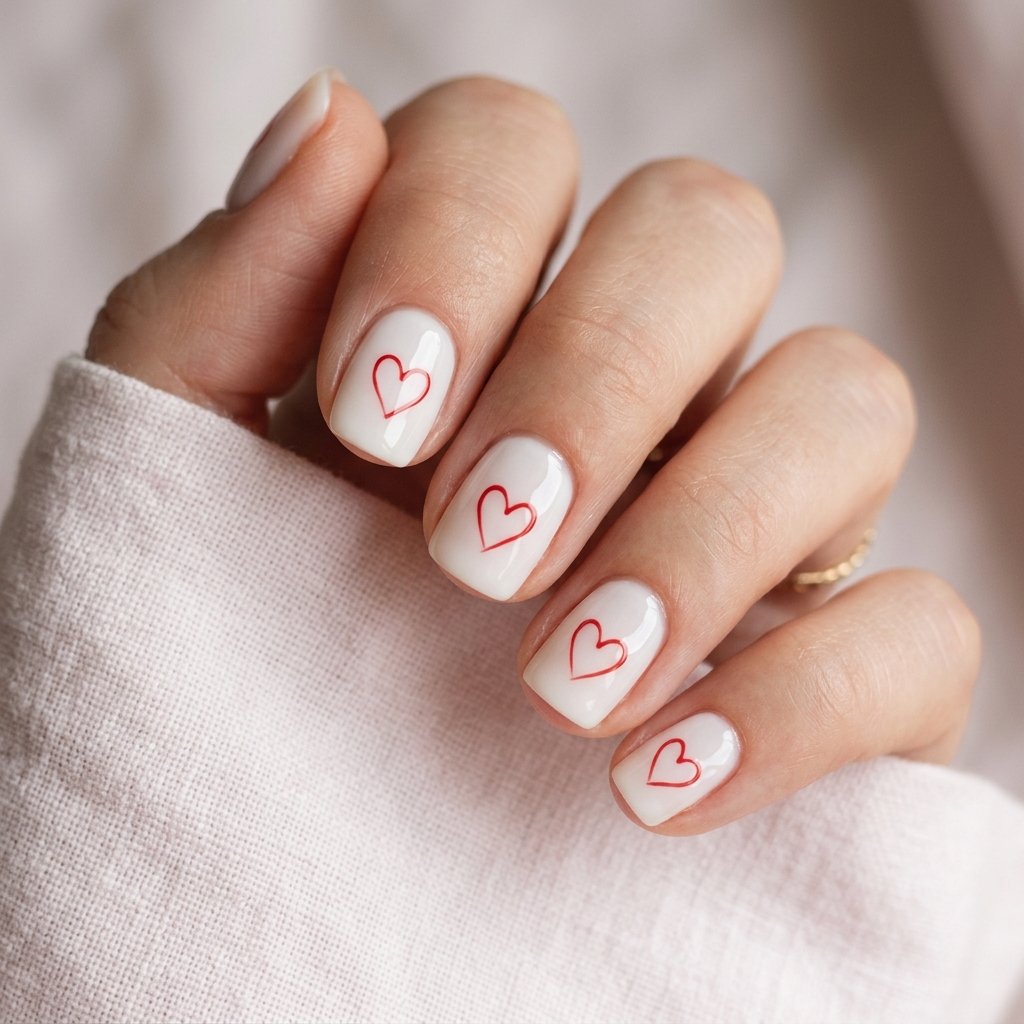 Red heart outlines on white 202605100941