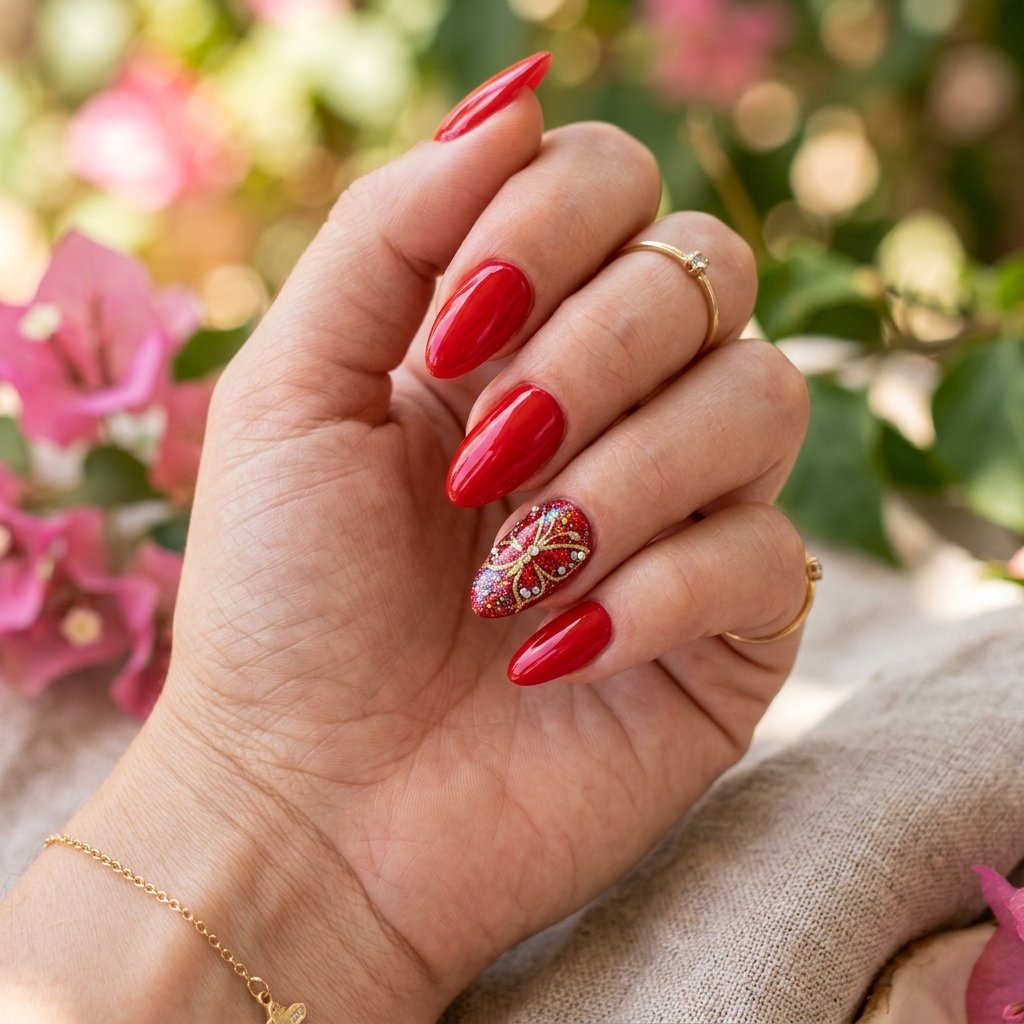 Red Butterfly Nail Art Ideas