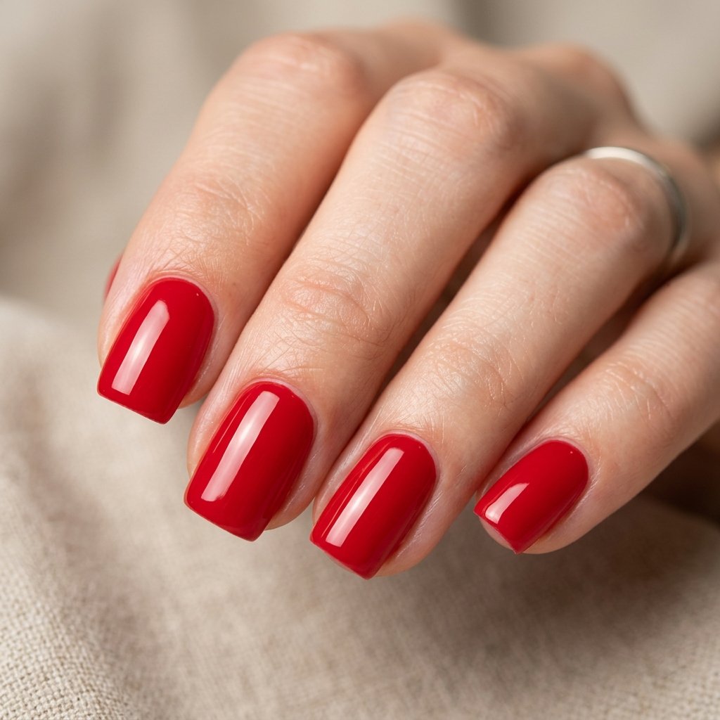 Classic Red Square Nails Reimagined