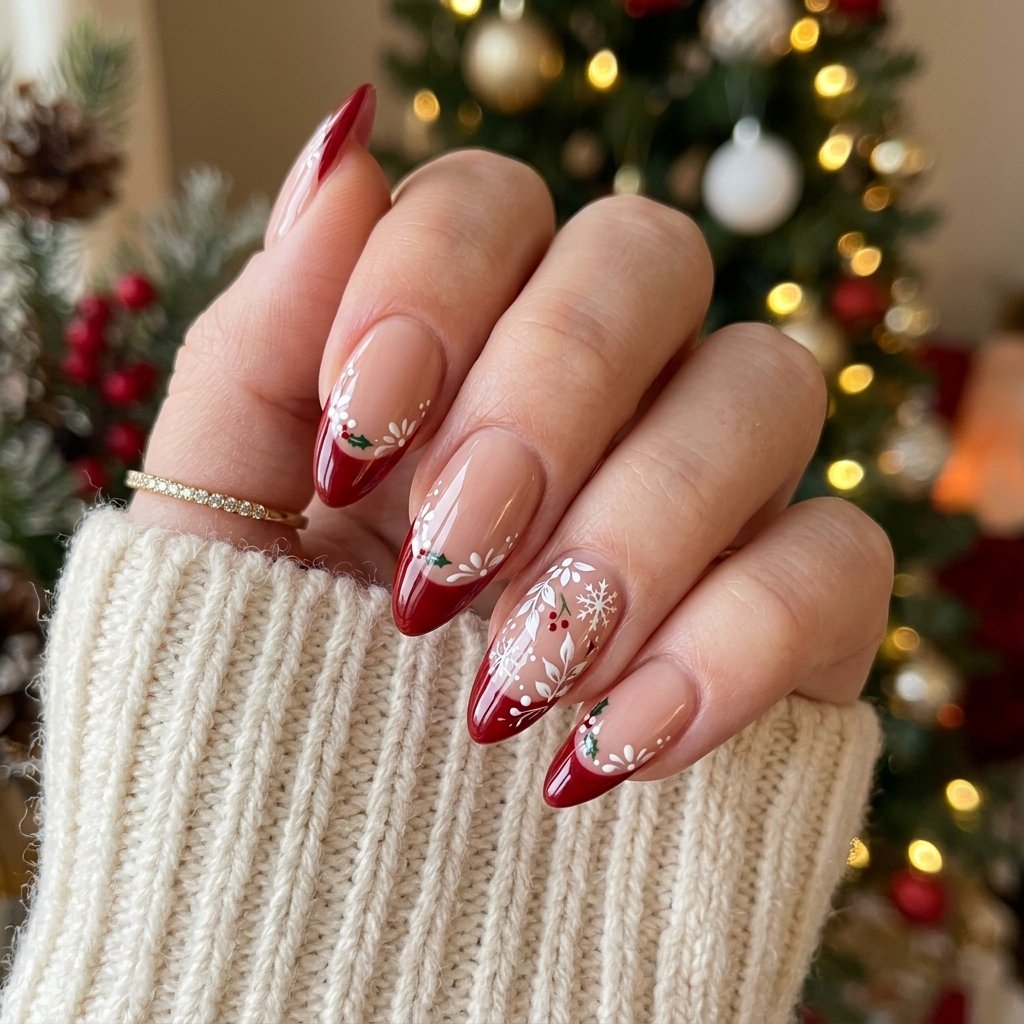 35 Red and White Christmas Nails Ideas to Inspire Your Holiday Look 28 Red and White Almond Christmas Nails
