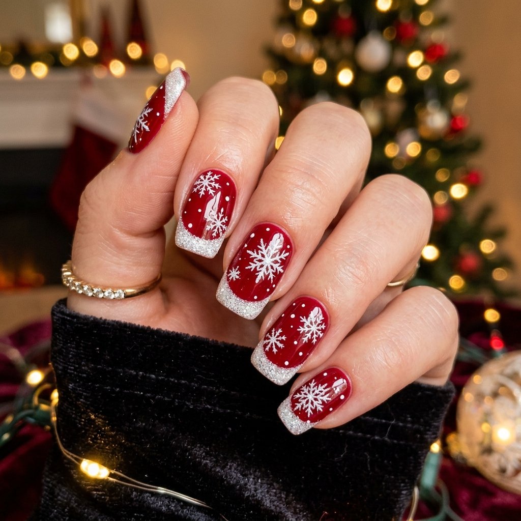 35 Red and White Christmas Nails Ideas to Inspire Your Holiday Look 33 Red and White Holiday Party Nails