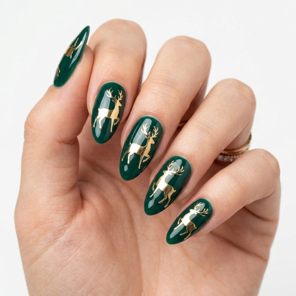 25 Reindeer Nails Ideas That Will Make Your Holiday Manicure Truly Magical 23 Elegant Reindeer Chrome Nails