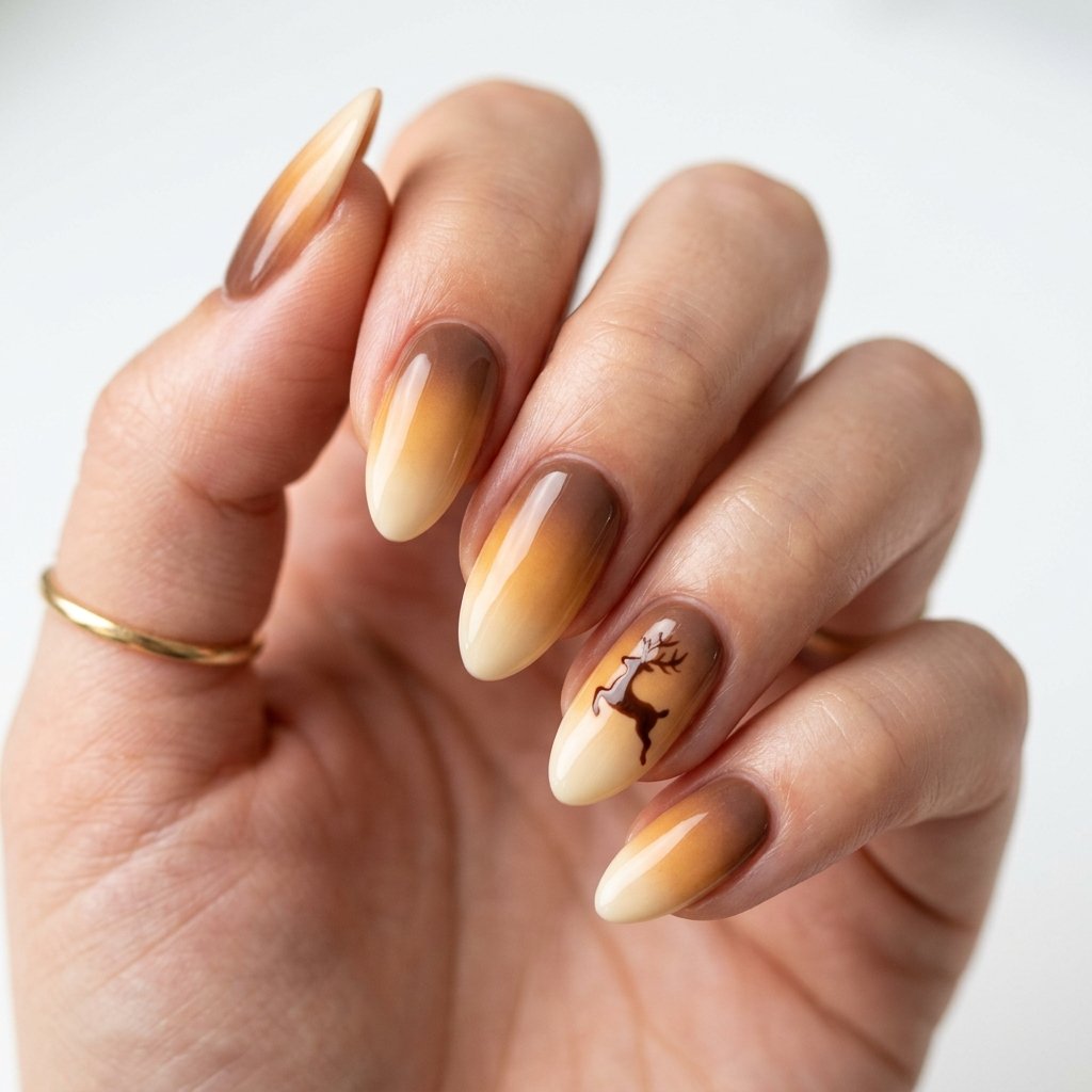 25 Reindeer Nails Ideas That Will Make Your Holiday Manicure Truly Magical 16 Festive Reindeer Ombre Nails