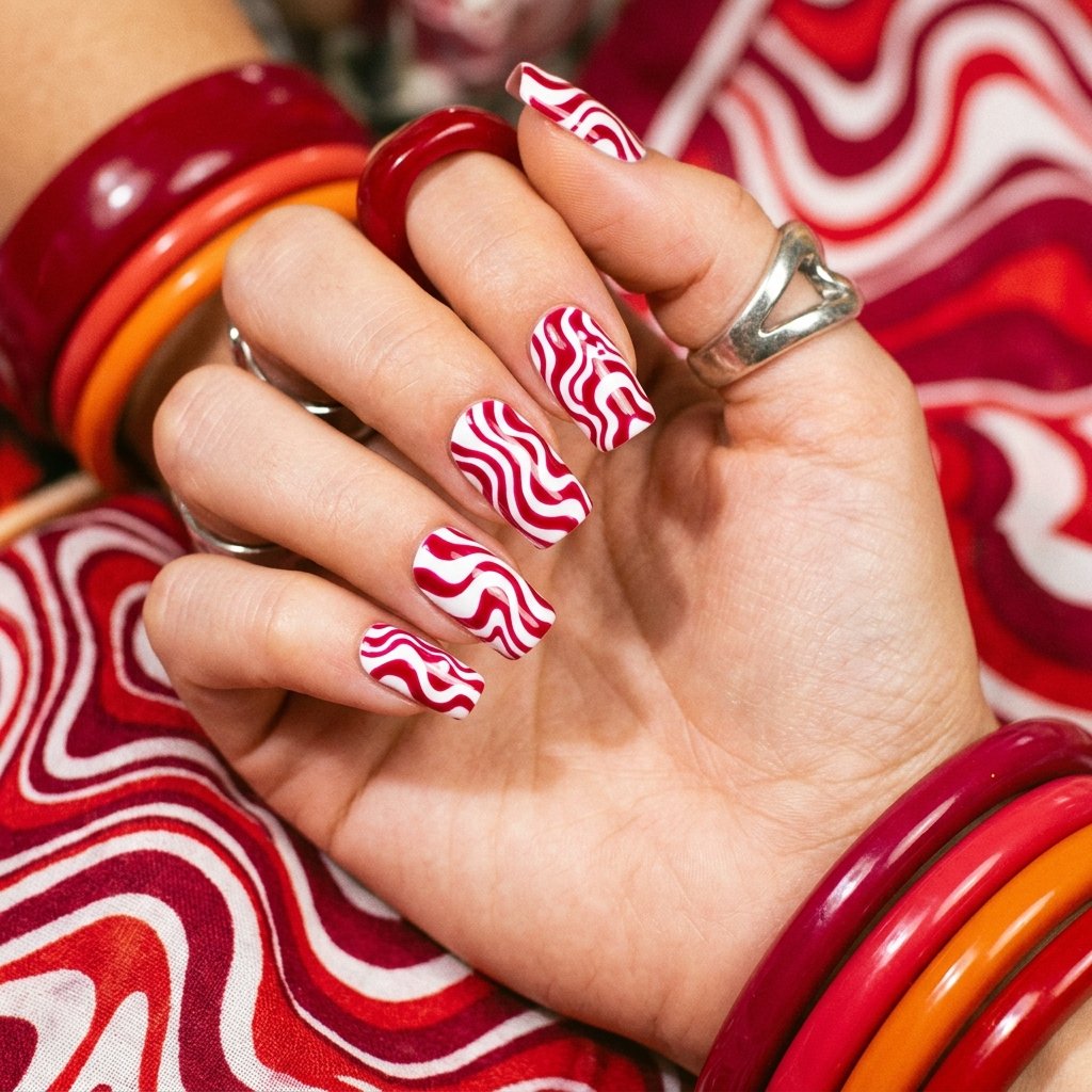 Retro Crimson Waves