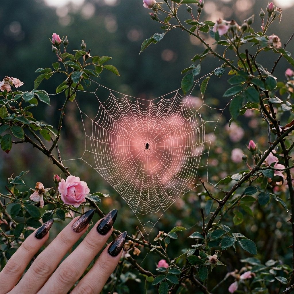 Soft Rose Heart Spiderwebs