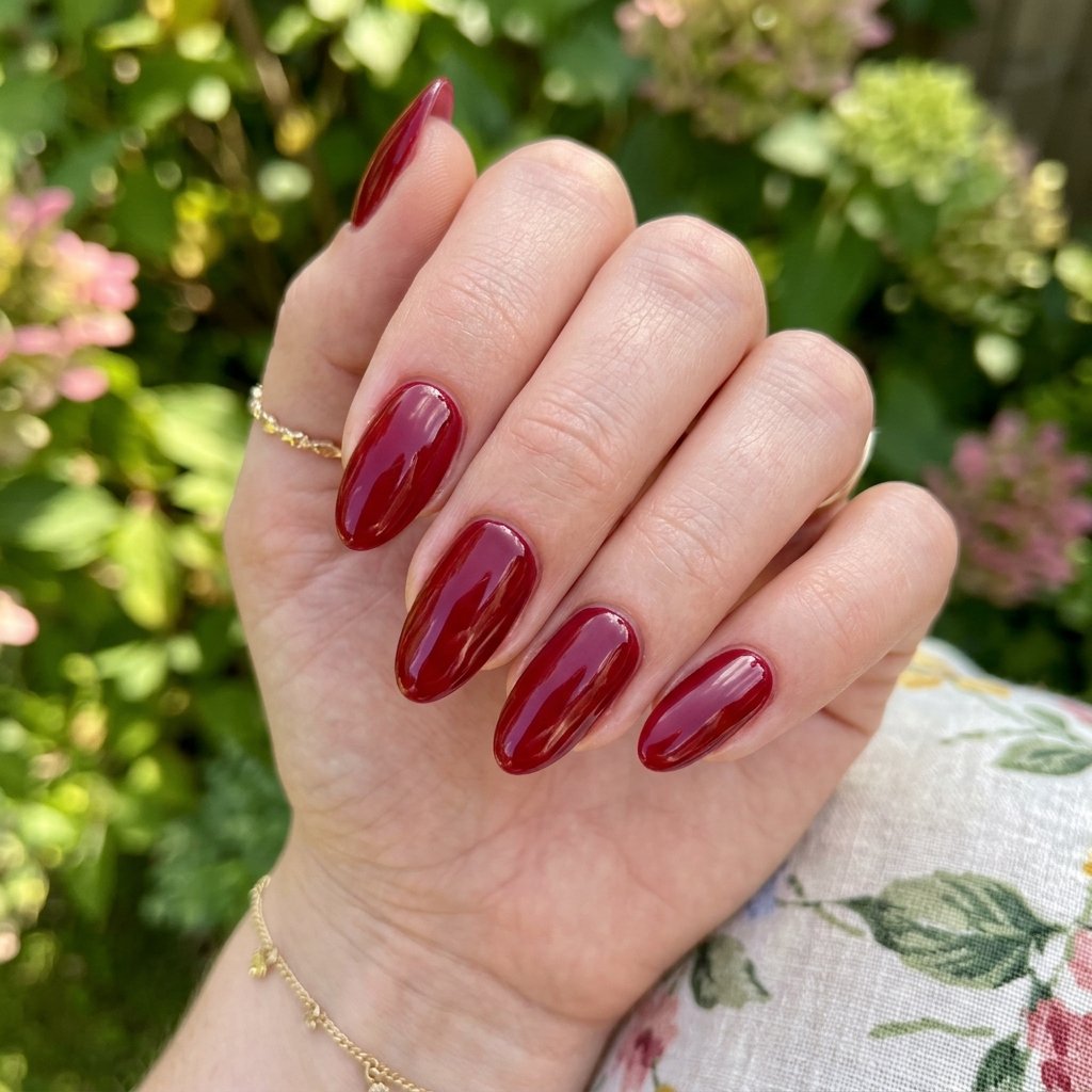 Ruby Red Gel Nails for Summer