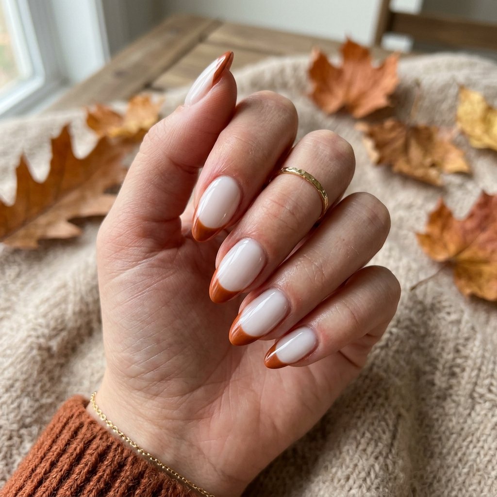 35 Fall French Tip Nails Ideas That Are Trending This Autumn Season 2026 5 Rust Colored French Tip Nails
