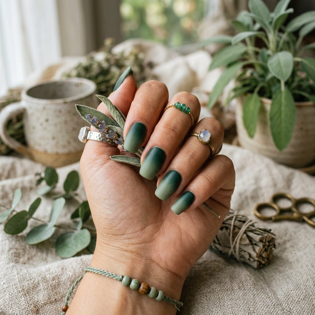 35 Stunning Forest Green Nails Ideas for a Chic Look 2026 9 Sage Blend Palette