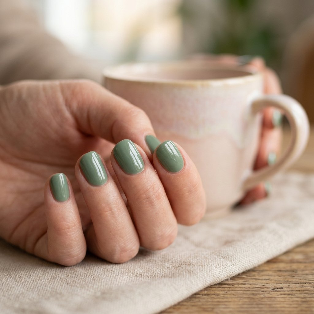 Glossy Sage Green Minimalist Concept