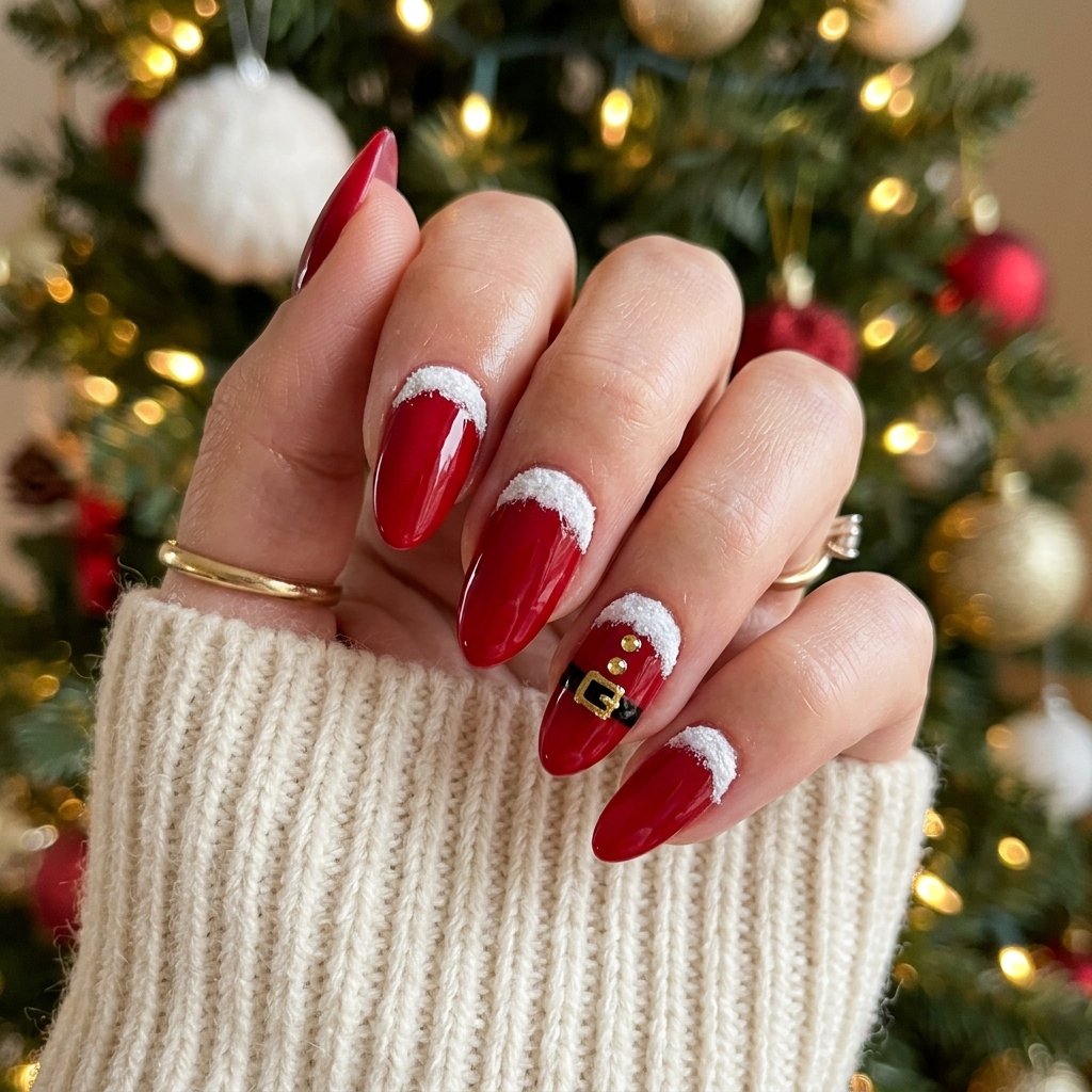 35 Red and White Christmas Nails Ideas to Inspire Your Holiday Look 8 Santa Claus Inspired Nail Art